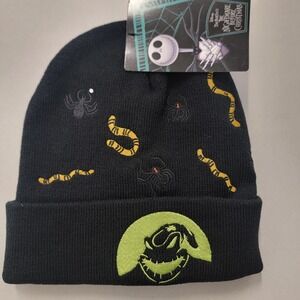NEW Disney Nightmare Before Christmas Oogie Boogie Black Beanie Hat Worms Spider